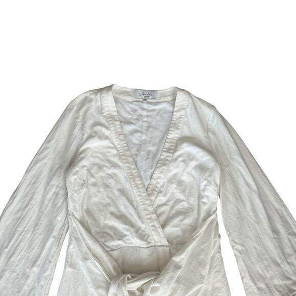 L'Academie Revolve Women’s The Janeiro Tie Front Bell Sleeve White Mini Dress XS - Picture 3 of 13